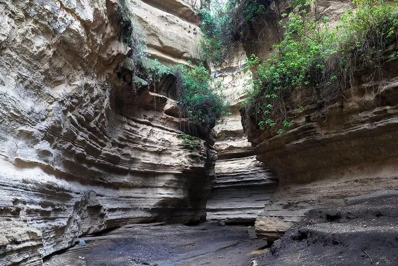OlNjorowa Gorge at Hell's Gate National Park with its dramatic narrow water-eroded walls
